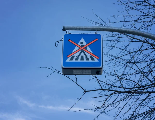 Blue Traffic Sign Pedestrian Crossing — Stock fotografie
