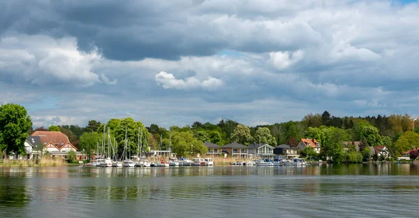 Small Jetties Recreational Athletes Houses Havel Berlin Brandenburg Germany — Stockfoto