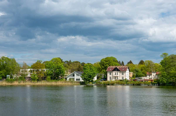 Kleine Stege Freizeitsportler Und Häuser Der Havel Zwischen Berlin Und — Stockfoto