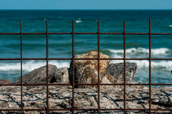 Old Fire Wall Rusty Fences Beach Prora Ruegen Island Germany — Photo