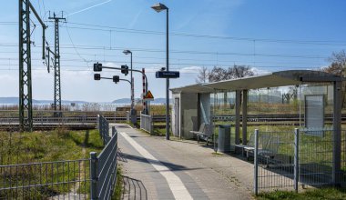 Train station and platform of the regional train of Lietzow, island of Rgen, Germany