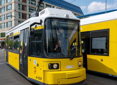 Tram and buses in Berlin street traffic, berlin center, germany