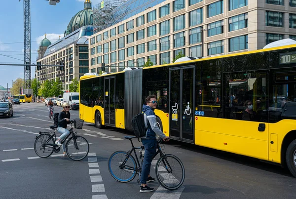 Tram Buses Berlin Street Traffic Berlin Center Germany — Foto Stock