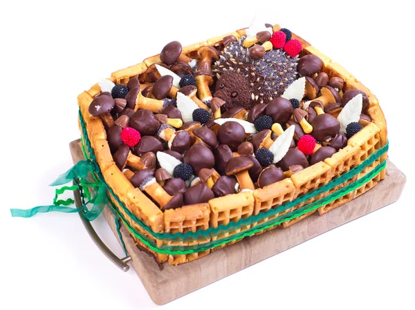 Musrooms 캔디와 고슴도치 케이크 — 스톡 사진