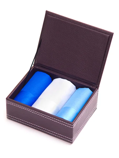 Box of textile handkerchiefs — Stock Photo, Image