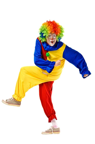 Porträtt av en clown över vita — Stockfoto
