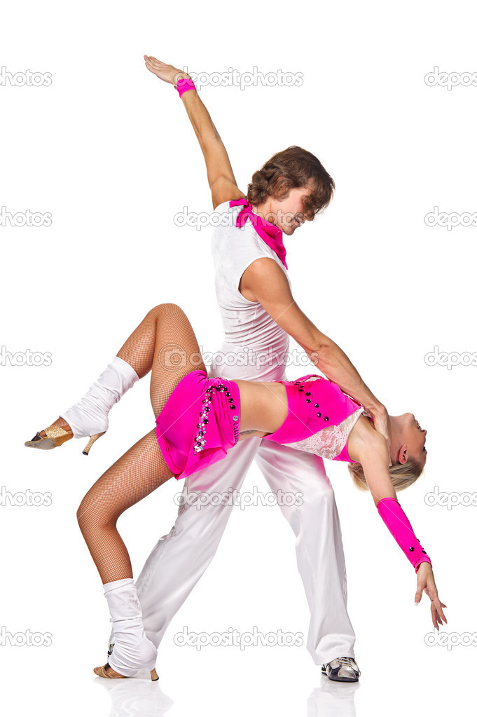 Couple of latino dancers posing.