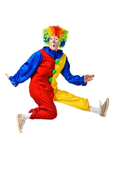 Portrait of a clown jumping — Stock Photo, Image