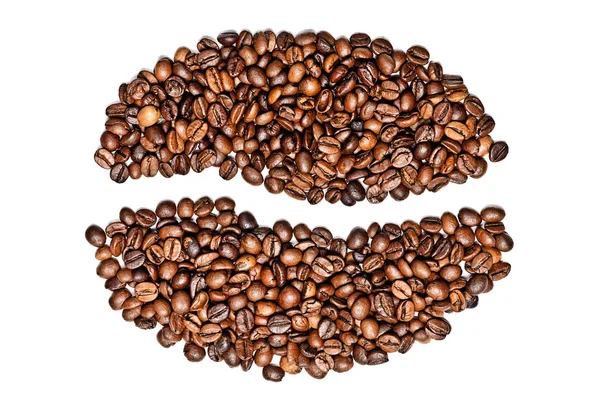 Obilná káva z fazolí na bílém pozadí — Stock fotografie
