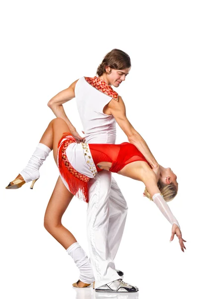 Latino dansers in actie. geïsoleerd — Stockfoto