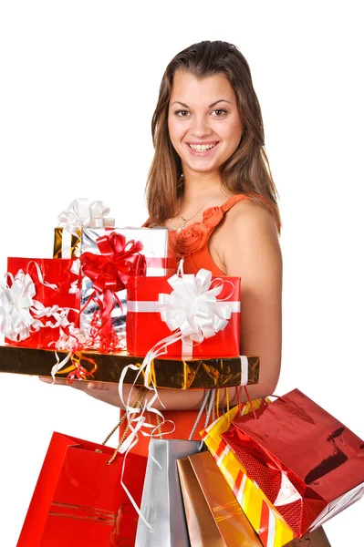 Beautiful woman with shopping bags — Stock Photo, Image