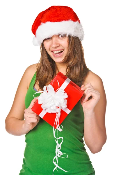 Attractive woman with nice gift — Stock Photo, Image