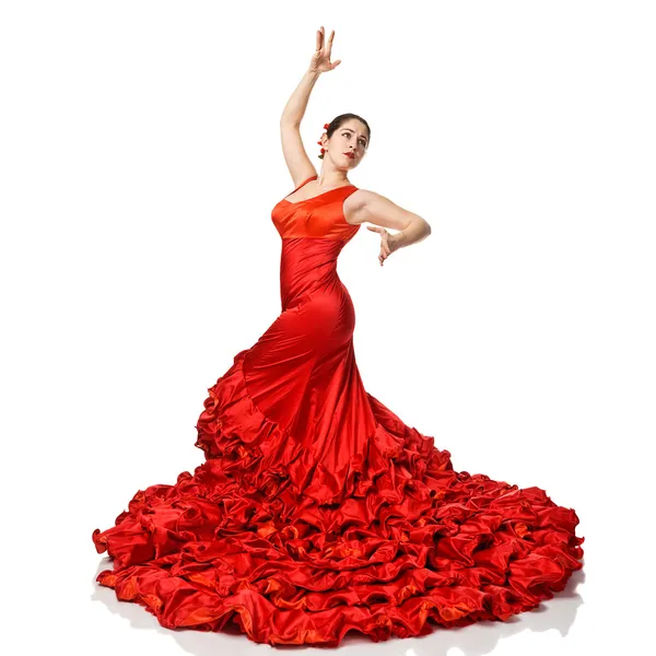 Porträtt av vacker ung kvinna dansar flamenco — Stockfoto