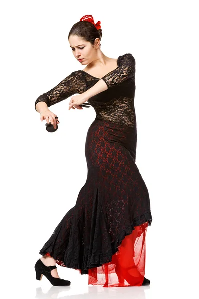 Porträtt av vacker ung kvinna dansar flamenco — Stockfoto