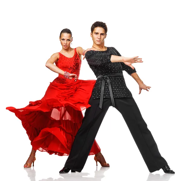 Bailarines latinos de elegancia en acción Imagen de stock