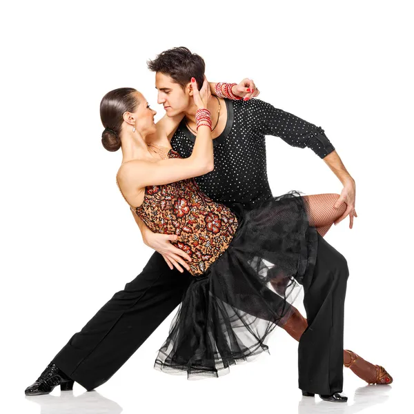 Sensuele salsa dansen paar. geïsoleerd — Stockfoto