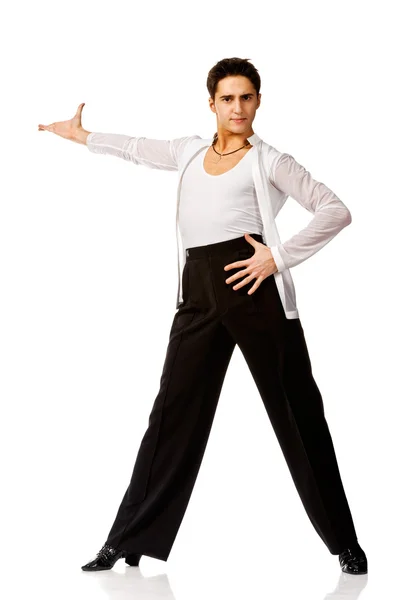 Eleganz Latino Tänzerin im weißen Hemd — Stockfoto