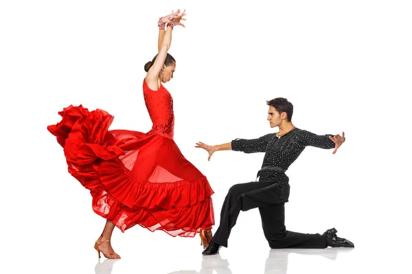 Bailarines latinos de elegancia en acción Fotos de stock libres de derechos