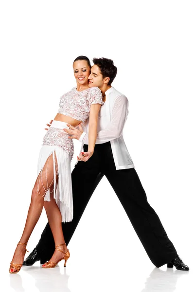 Sensual salsa dancing couple. Isolated Stock Photo