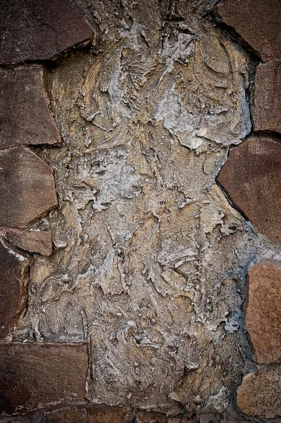 Grungy pared textura disparo con estuco y piedra — Foto de Stock