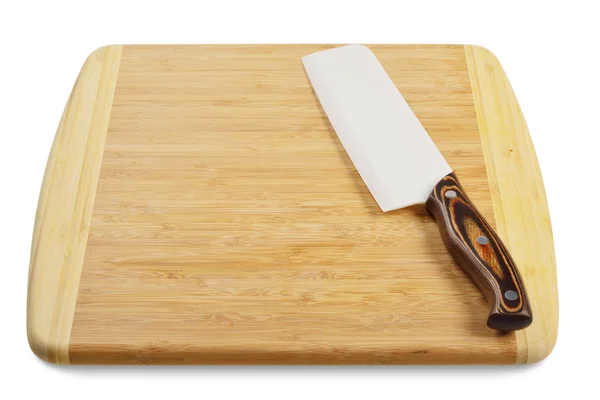 Wooden cutting board with knife — Stock Photo, Image