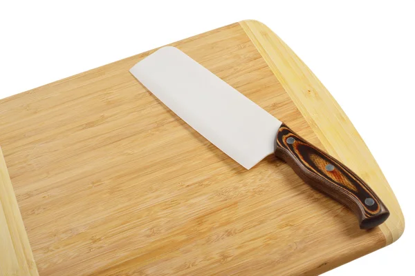 Deska do krojenia drewniana z nożem — Zdjęcie stockowe