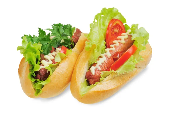 Dwa hot-dog smaczne i pyszne Obrazek Stockowy