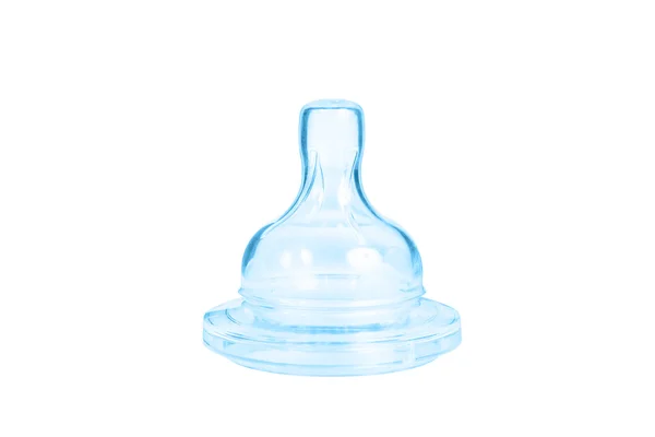 Синій дитячий пляшковий соскунчик — стокове фото