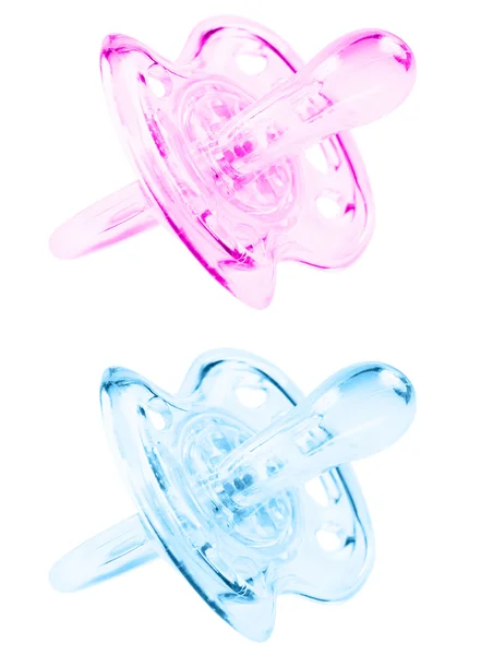 Blue and pink pacifier — Stock Photo, Image