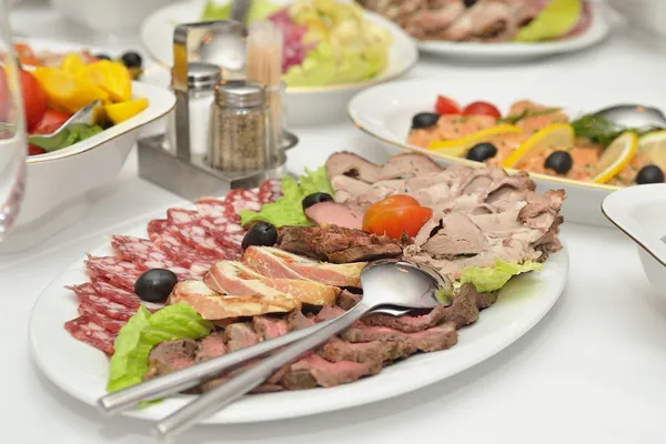 Served appetizer of meat — Stock Photo, Image