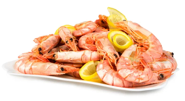 Shrimp with lemon — Stock Photo, Image