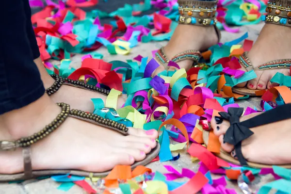 Portrait of girls feet at a party — Stock Photo, Image