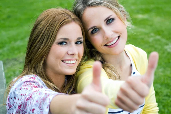 Junge erwachsene Schwestern im Park — Stockfoto