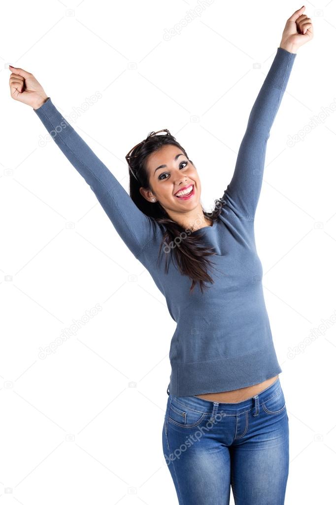 Happy woman celebrating something