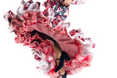 Feet detail of Flamenco dancer in beautiful dress clipart
