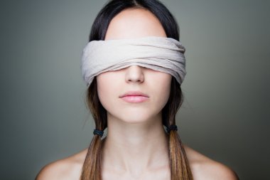 Naked blindfold woman clipart