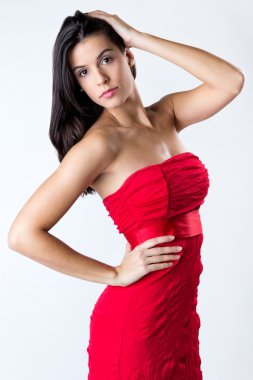 sofistike kırmızı elbise Bayan