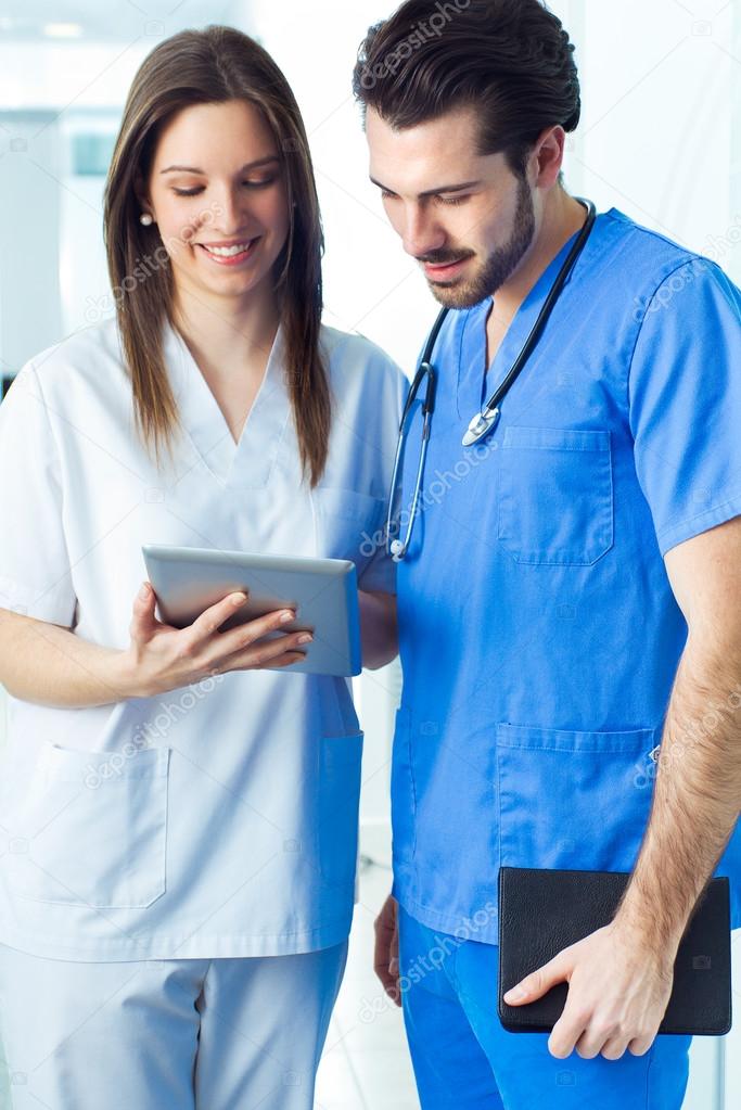 A medical team standing in the hospital corridor