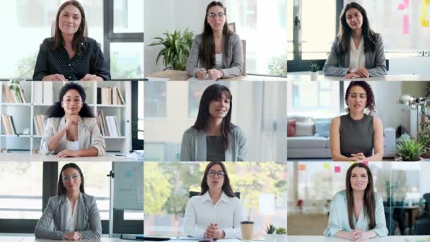 Wideo Aplikacji Headshot Widok Różnych Pracowników Pracujących Przy Rozmowie Wideo — Wideo stockowe