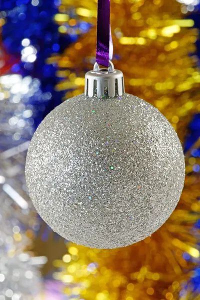 Silver Christmas Bauble — Stock Photo, Image