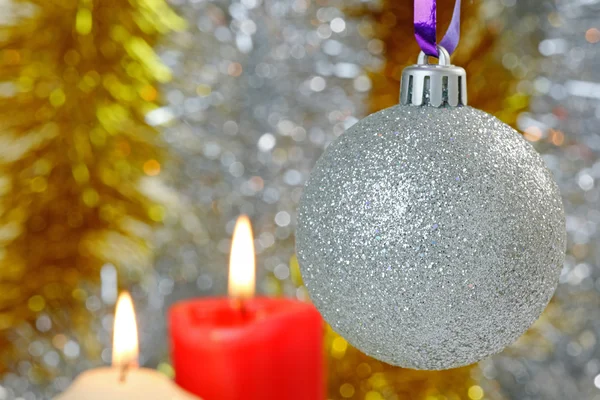 Christmas Baubles and Candles — Stock Photo, Image