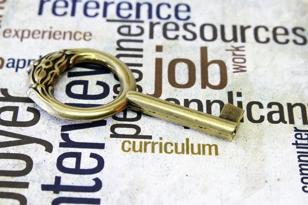 Goldener Schlüssel im Jobtext — Stockfoto