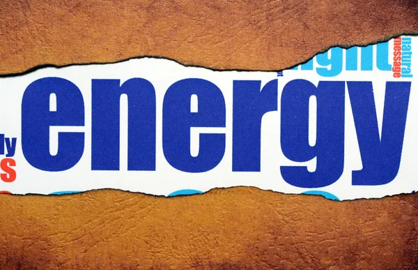 Energietekst op gescheurd papier — Stockfoto