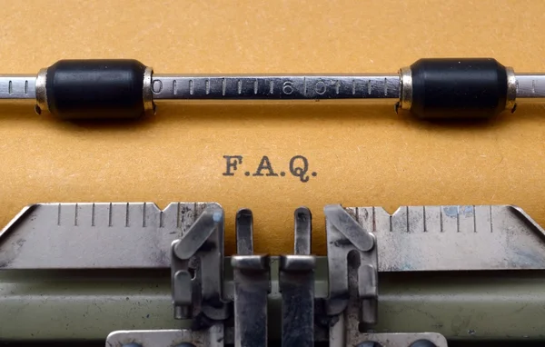 F.A.Q. на печатной машинке — стоковое фото