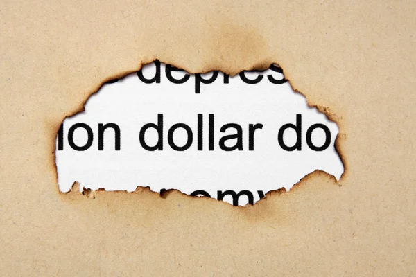 Dollar texte sur trou de papier — Photo