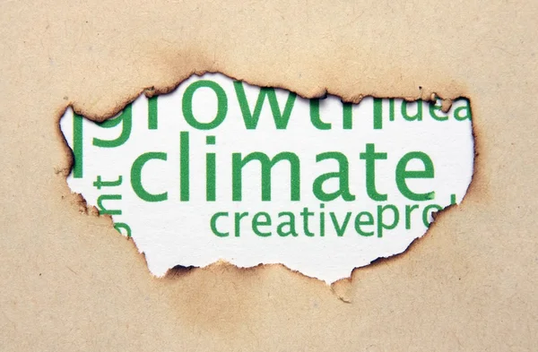 Klimaat tekst op papier hole — Stockfoto