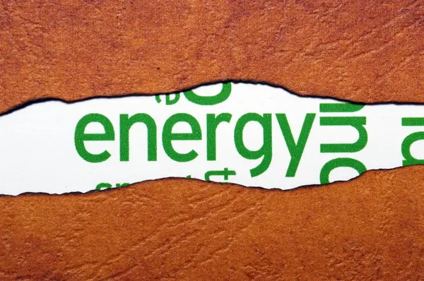 Energy text on torn paper — Stock Photo, Image