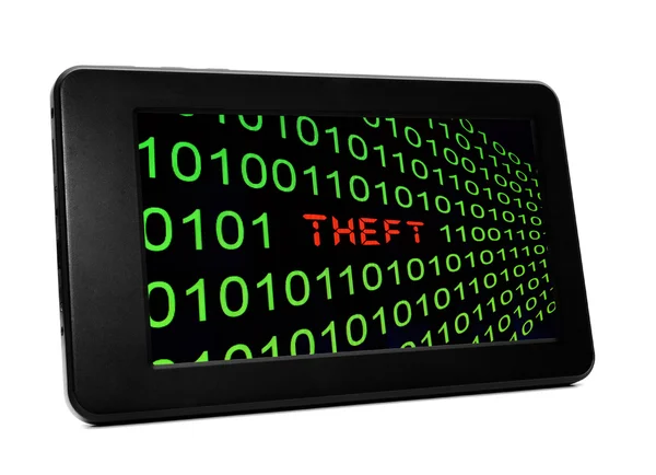 Texto de roubo no tablet pc — Fotografia de Stock