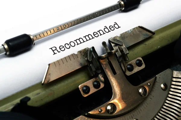 Recommended text on typewriter — Stock Photo, Image