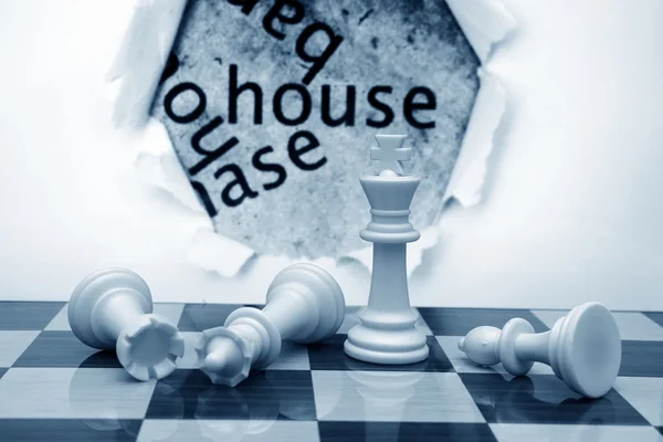 Schach- und Hauskonzept — Stockfoto